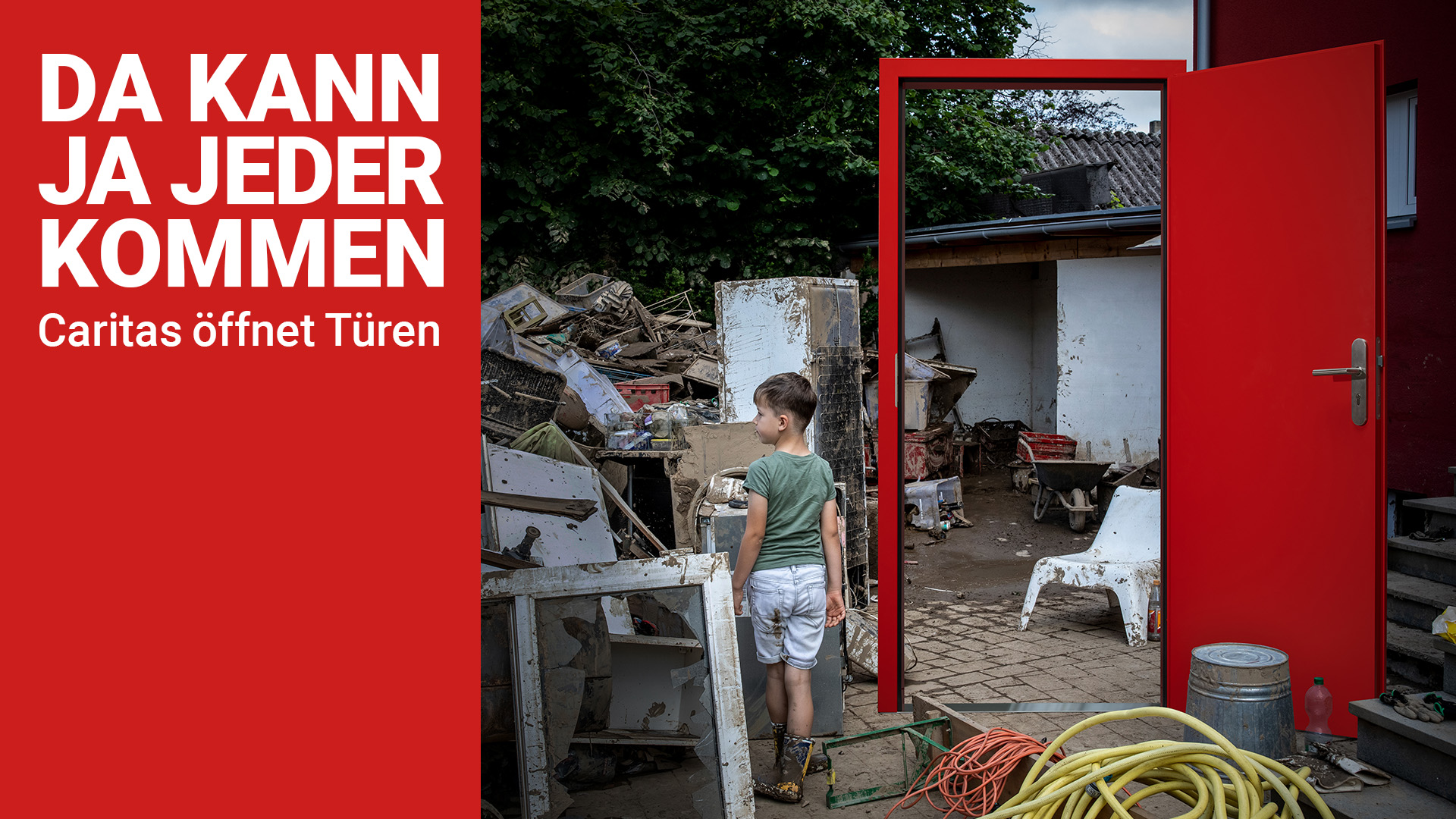 Caritas-Jahreskampagne 2025: Plakatmotiv Flut